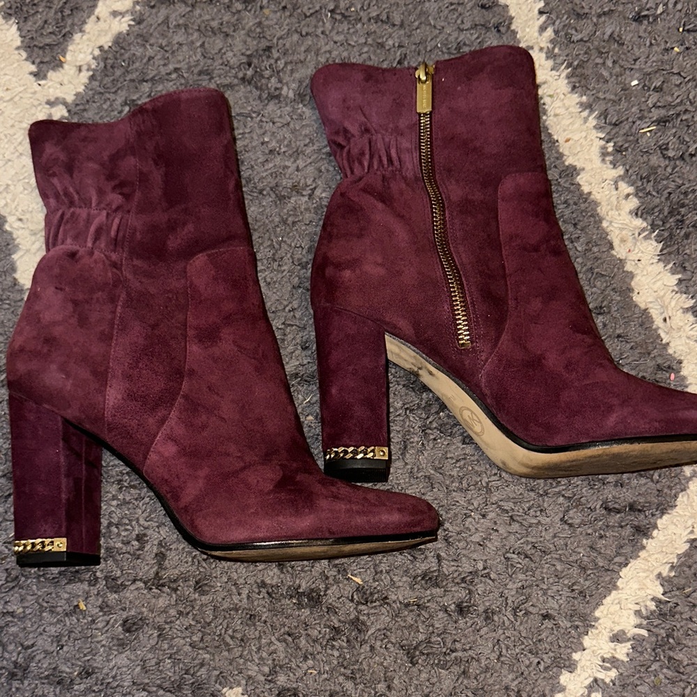 Michael Kors Rich Burgundy Heeled Boots - Picture 2 of 5